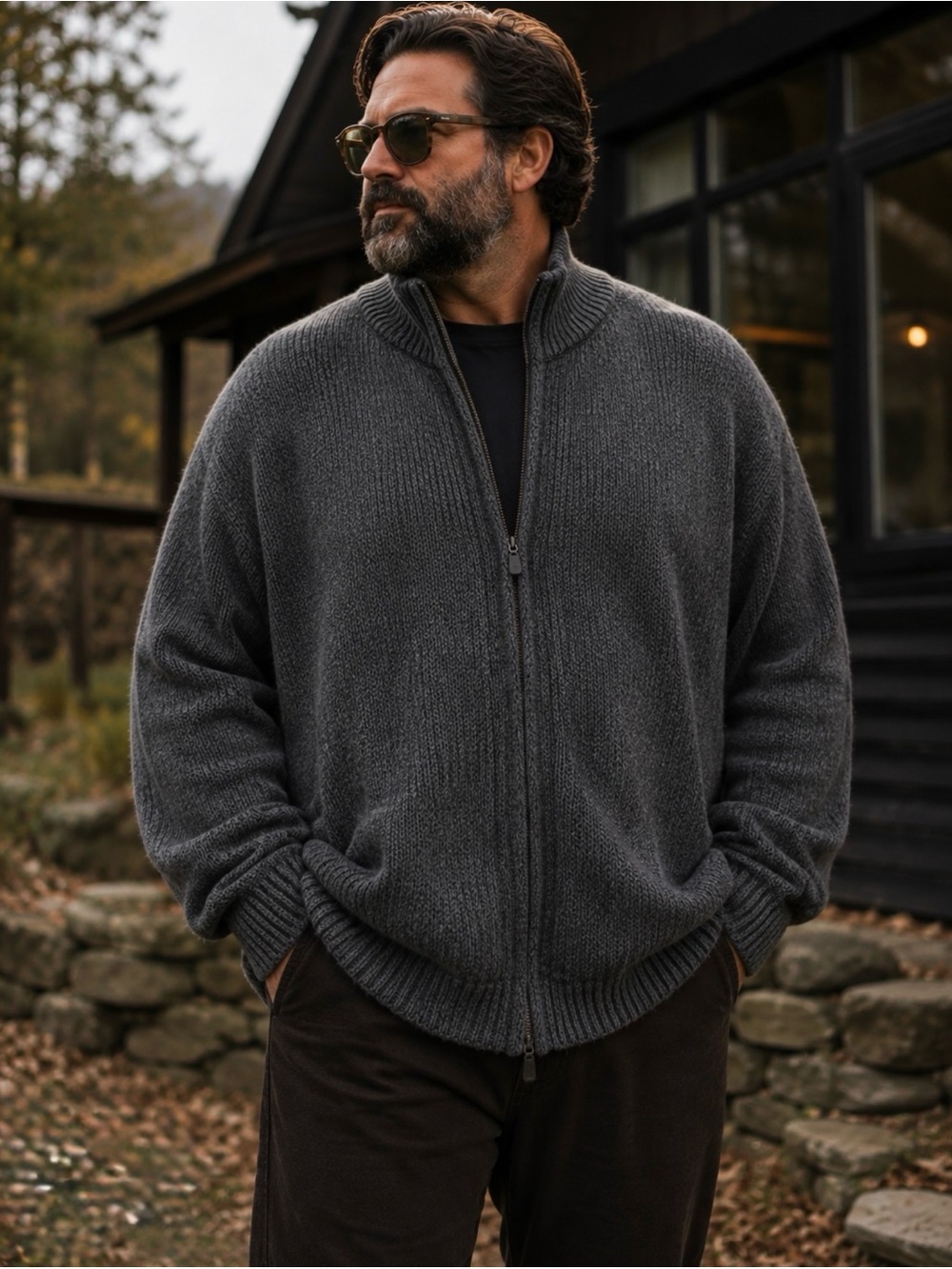 LL Bean Classic Ragg Wool Sweater, Full Zip Flannel Lined - XXL